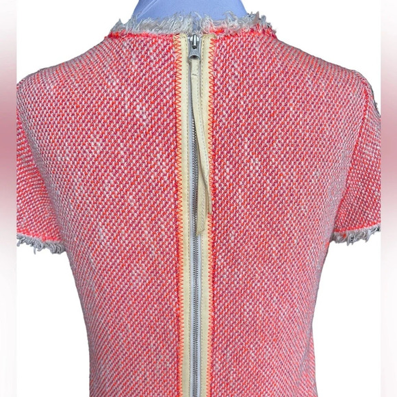 Rebecca Taylor Coral Tweed Fringe Mini Dress Size 2 - Picture 5 of 9